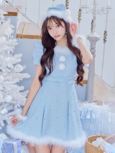 画像21: 【即日発送！】【サンタコス 4点セット】【XS-XLサイズ/3カラー】ツイードビジュープリーツスカートサンタコスプレ[OF04] (21)