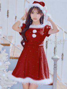 画像25: 【即日発送！】【サンタコス 4点セット】【XS-XLサイズ/3カラー】ツイードビジュープリーツスカートサンタコスプレ[OF04] (25)