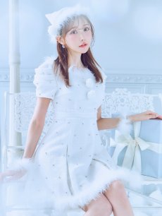 画像1: 【即日発送！】【サンタコス 4点セット】【XS-XLサイズ/3カラー】ツイードビジュープリーツスカートサンタコスプレ[OF04] (1)