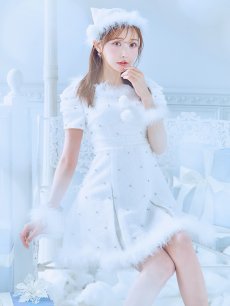 画像11: 【即日発送！】【サンタコス 4点セット】【XS-XLサイズ/3カラー】ツイードビジュープリーツスカートサンタコスプレ[OF04] (11)