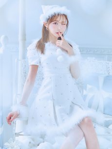 画像17: 【即日発送！】【サンタコス 4点セット】【XS-XLサイズ/3カラー】ツイードビジュープリーツスカートサンタコスプレ[OF04] (17)