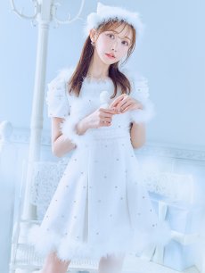 画像2: 【即日発送！】【サンタコス 4点セット】【XS-XLサイズ/3カラー】ツイードビジュープリーツスカートサンタコスプレ[OF04] (2)