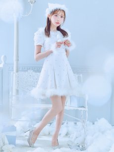 画像4: 【即日発送！】【サンタコス 4点セット】【XS-XLサイズ/3カラー】ツイードビジュープリーツスカートサンタコスプレ[OF04] (4)