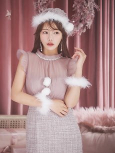 画像34: SALE!【即日発送！】【サンタコス 4点セット】【S-Lサイズ/1カラー】シースルーツイードサンタコスプレ[OF04] (34)