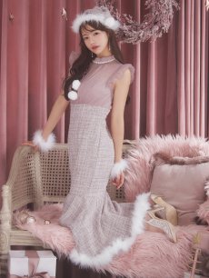 画像18: SALE!【即日発送！】【サンタコス 4点セット】【S-Lサイズ/1カラー】シースルーツイードサンタコスプレ[OF04] (18)