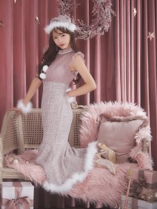 画像36: SALE!【即日発送！】【サンタコス 4点セット】【S-Lサイズ/1カラー】シースルーツイードサンタコスプレ[OF04] (36)