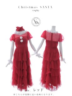 画像20: 【即日発送！】【サンタコス 3点セット】【S-Lサイズ/1カラー】シースルーフリルチュールサンタコスプレ[OF04] (20)