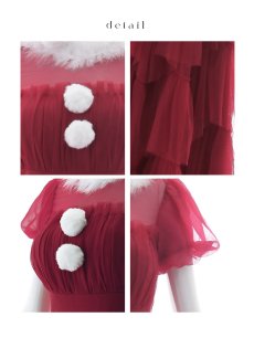 画像22: 【即日発送！】【サンタコス 3点セット】【S-Lサイズ/1カラー】シースルーフリルチュールサンタコスプレ[OF04] (22)