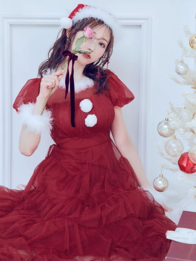 シースルーフリルチュールサンタコスプレ