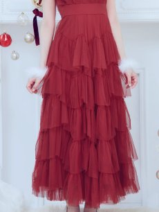 画像7: 【即日発送！】【サンタコス 3点セット】【S-Lサイズ/1カラー】シースルーフリルチュールサンタコスプレ[OF04] (7)