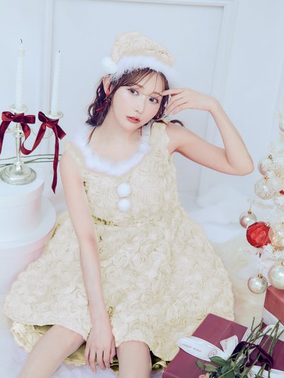 立体ローズショートインスカートサンタコスプレ