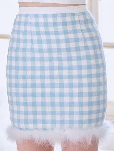 画像14: 【即日発送！】【サンタコス 4点セット】【S-Mサイズ/1カラー】ギンガムチェックフレアサンタコスプレ[OF01] (14)