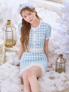 画像7: 【即日発送！】【サンタコス 4点セット】【S-Mサイズ/1カラー】ギンガムチェックフレアサンタコスプレ[OF01] (7)