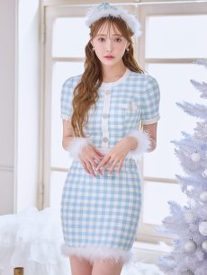 画像6: 【即日発送！】【サンタコス 4点セット】【S-Mサイズ/1カラー】ギンガムチェックフレアサンタコスプレ[OF01] (6)