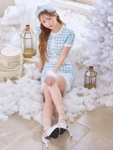 画像5: 【即日発送！】【サンタコス 4点セット】【S-Mサイズ/1カラー】ギンガムチェックフレアサンタコスプレ[OF01] (5)