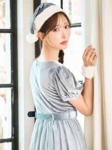 画像9: SALE!【サンタコス 5点セット】【S-Mサイズ/2カラー】ベロアワンピースサンタ[OF01] (9)