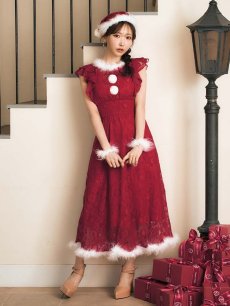 画像12: SALE!【即日発送！】【サンタコス 4点セット】【S-Lサイズ/1カラー】フラワーレースワンピースサンタ[OF01] (12)