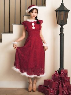 画像8: SALE!【即日発送！】【サンタコス 4点セット】【S-Lサイズ/1カラー】フラワーレースワンピースサンタ[OF01] (8)