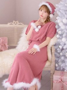 画像2: SALE!【サンタコス 5点セット】【S-Lサイズ/2カラー】ビジューニットワンピースサンタコスプレ[OF01] (2)