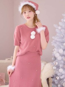 画像1: SALE!【サンタコス 5点セット】【S-Lサイズ/2カラー】ビジューニットワンピースサンタコスプレ[OF01] (1)