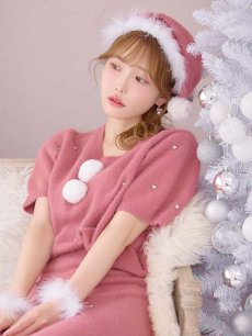 画像10: SALE!【サンタコス 5点セット】【S-Lサイズ/2カラー】ビジューニットワンピースサンタコスプレ[OF01] (10)