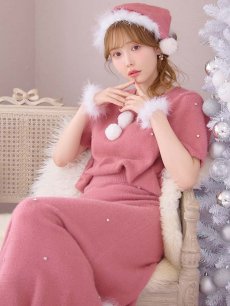 画像13: SALE!【サンタコス 5点セット】【S-Lサイズ/2カラー】ビジューニットワンピースサンタコスプレ[OF01] (13)