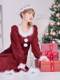 画像9: 【即日発送】【サンタコス 3点セット】【S-Lサイズ/1カラー】バックリボンフレアワンピースサンタコスプレ[OF01] (9)