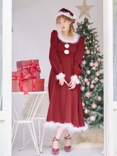 画像10: 【即日発送】【サンタコス 3点セット】【S-Lサイズ/1カラー】バックリボンフレアワンピースサンタコスプレ[OF01] (10)