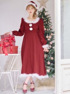 画像13: 【即日発送】【サンタコス 3点セット】【S-Lサイズ/1カラー】バックリボンフレアワンピースサンタコスプレ[OF01] (13)