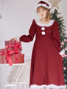 画像18: 【即日発送】【サンタコス 3点セット】【S-Lサイズ/1カラー】バックリボンフレアワンピースサンタコスプレ[OF01] (18)