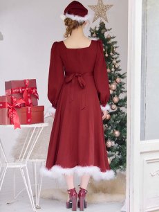 画像24: 【即日発送】【サンタコス 3点セット】【S-Lサイズ/1カラー】バックリボンフレアワンピースサンタコスプレ[OF01] (24)