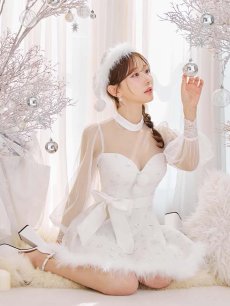 画像10: 【即日発送！】【サンタコス 4点セット】【XS-XLサイズ/2カラー】チュールロングスリーブハイネックサンタ[OF04] (10)