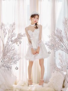 画像12: 【即日発送！】【サンタコス 4点セット】【XS-XLサイズ/2カラー】チュールロングスリーブハイネックサンタ[OF04] (12)