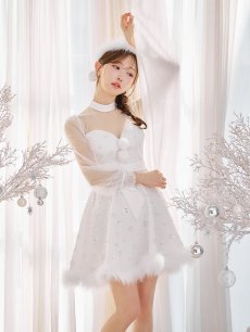 画像13: 【即日発送！】【サンタコス 4点セット】【XS-XLサイズ/2カラー】チュールロングスリーブハイネックサンタ[OF04] (13)