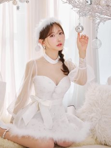 画像14: 【即日発送！】【サンタコス 4点セット】【XS-XLサイズ/2カラー】チュールロングスリーブハイネックサンタ[OF04] (14)