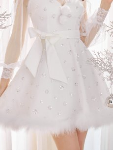 画像16: 【即日発送！】【サンタコス 4点セット】【XS-XLサイズ/2カラー】チュールロングスリーブハイネックサンタ[OF04] (16)