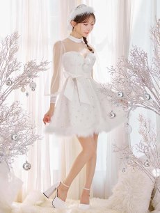 画像4: 【即日発送！】【サンタコス 4点セット】【XS-XLサイズ/2カラー】チュールロングスリーブハイネックサンタ[OF04] (4)