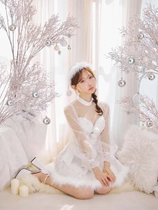 画像8: 【即日発送！】【サンタコス 4点セット】【XS-XLサイズ/2カラー】チュールロングスリーブハイネックサンタ[OF04] (8)