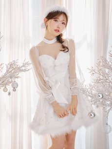 画像9: 【即日発送！】【サンタコス 4点セット】【XS-XLサイズ/2カラー】チュールロングスリーブハイネックサンタ[OF04] (9)