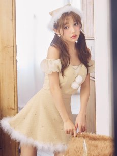 画像2: 【即日発送】【送料無料！】【サンタ】パフスリーブセットアップサンタコスプレ【コスプレ5点セット】【XS-Mサイズ/2カラー】[OF04] (2)