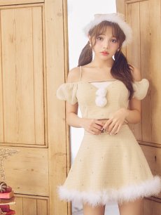 画像3: 【即日発送】【送料無料！】【サンタ】パフスリーブセットアップサンタコスプレ【コスプレ5点セット】【XS-Mサイズ/2カラー】[OF04] (3)