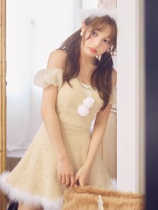 画像4: 【即日発送】【送料無料！】【サンタ】パフスリーブセットアップサンタコスプレ【コスプレ5点セット】【XS-Mサイズ/2カラー】[OF04] (4)