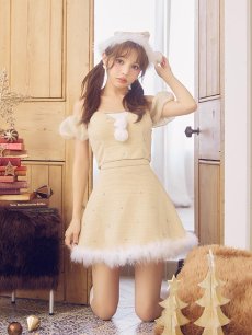 画像7: 【即日発送】【送料無料！】【サンタ】パフスリーブセットアップサンタコスプレ【コスプレ5点セット】【XS-Mサイズ/2カラー】[OF04] (7)