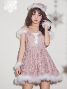 画像2: 【即日発送】【サンタ】レースファーオフショルサンタコスプレ【コスプレ4点セット】【XS-Mサイズ/1カラー】[OF04] (2)