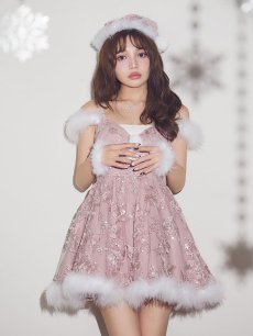 画像9: 【即日発送】【サンタ】レースファーオフショルサンタコスプレ【コスプレ4点セット】【XS-Mサイズ/1カラー】[OF04] (9)