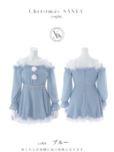 画像43: 【即日発送】【サンタ】袖付きシフォンワンピースビジューサンタコスプレ【コスプレ3点セット】【S-Mサイズ/2カラー】[OF04] (43)
