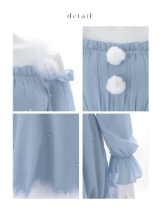 画像45: 【即日発送】【サンタ】袖付きシフォンワンピースビジューサンタコスプレ【コスプレ3点セット】【S-Mサイズ/2カラー】[OF04] (45)