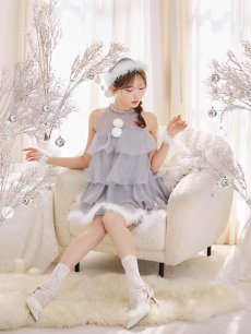 画像10: 【即日発送】【サンタ】アメスリフリルホルターネックサンタコスプレ【コスプレ4点セット】【XS-Lサイズ/2カラー】[OF04] (10)