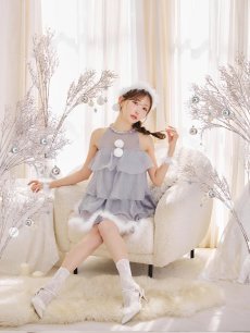 画像13: 【即日発送】【サンタ】アメスリフリルホルターネックサンタコスプレ【コスプレ4点セット】【XS-Lサイズ/2カラー】[OF04] (13)