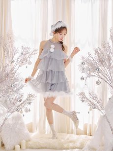 画像14: 【即日発送】【サンタ】アメスリフリルホルターネックサンタコスプレ【コスプレ4点セット】【XS-Lサイズ/2カラー】[OF04] (14)